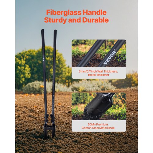 Post Hole Digger Heavy Duty Post Hole Digger with Fiberglass Handle Manual