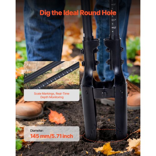 Post Hole Digger Heavy Duty Post Hole Digger with Fiberglass Handle Manual