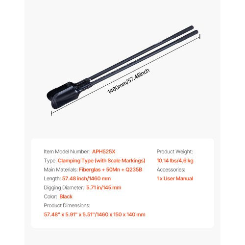 Post Hole Digger Heavy Duty Post Hole Digger with Fiberglass Handle Manual