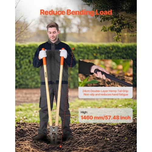 Post Hole Digger Heavy Duty Post Hole Digger with Wood Handle Manual Hole