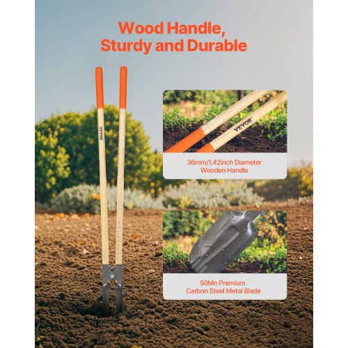 Post Hole Digger Heavy Duty Post Hole Digger with Wood Handle Manual Hole