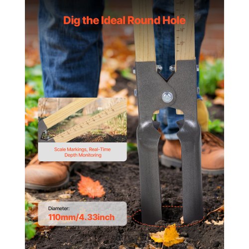 Post Hole Digger Heavy Duty Post Hole Digger with Wood Handle Manual Hole