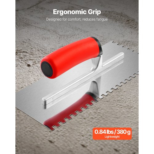 Tile Tools Stainless Steel Squared Notch Tile and Flooring Trowel 109 x