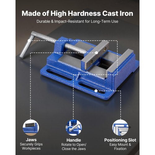 Drill Press Vise 4 Inch Jaw Width Portable Bench Slotted Base For Easy