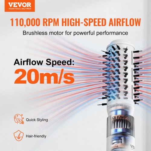 Hair Dryer Styler Ionic Hair Dryer Brush 110000RPM HighSpeed Hot Air