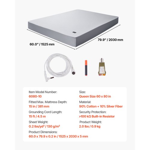 Grounding Sheets Queen Size 90 Cotton 10 Pure Silver Fiber Earth