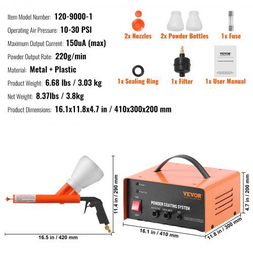 Powder Coating System 50KV Electrostatic Output Powder Coating Kit with Foot