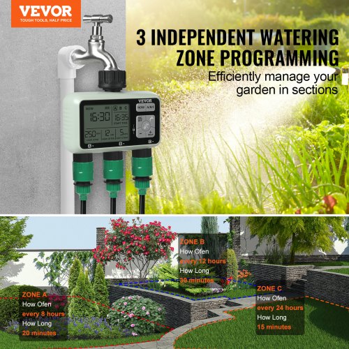 Water Timer 3 Outlets Hose Watering Sprinkler Timer with 3 Independent