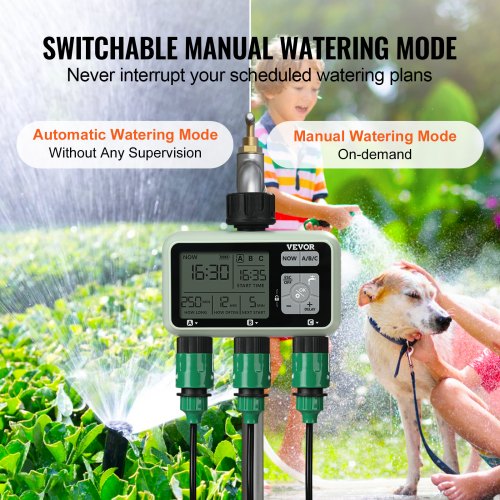 Water Timer 3 Outlets Hose Watering Sprinkler Timer with 3 Independent