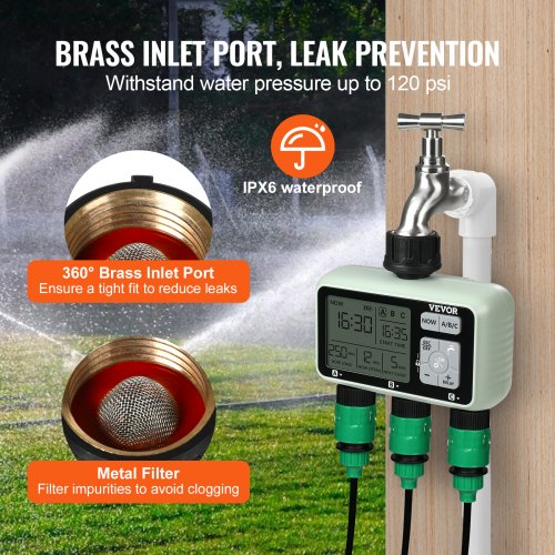 Water Timer 3 Outlets Hose Watering Sprinkler Timer with 3 Independent