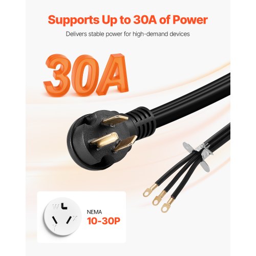 10 ft Dryer Power Cord 3Prong NEMA 1030P Appliance Dryer Cord with Eyelet