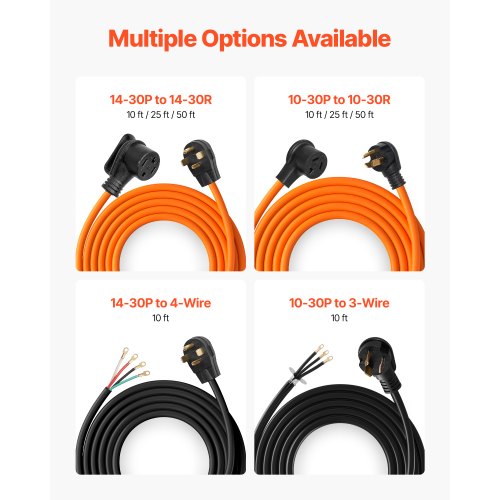 10 ft Dryer Power Cord 4Prong NEMA 1430P Appliance Dryer Cord with Eyelet