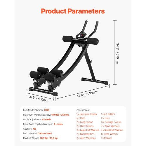 AB Workout Machine Dualtrack Ab Workout Equipment at Home Gym Core