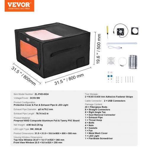 Laser Engraver Enclosure 315 x 315 x 196 Fireproof Protective Cover – 500 MM