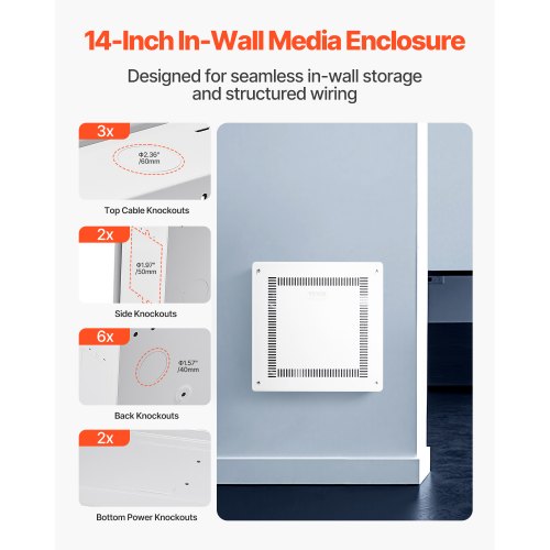 Structured Media Enclosure 14Inch Recessed inWall Media Box with Cover