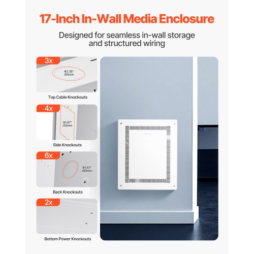 Structured Media Enclosure 17Inch Recessed inWall Media Box with Cover