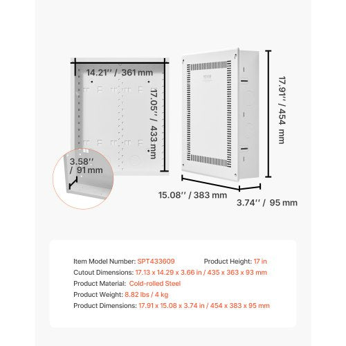 Structured Media Enclosure 17Inch Recessed inWall Media Box with Cover