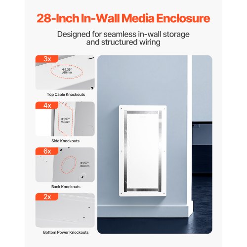 Structured Media Enclosure 28Inch Recessed inWall Media Box with Cover