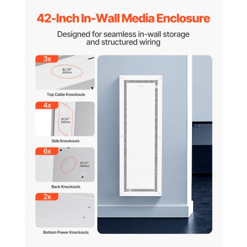 Structured Media Enclosure 42Inch Recessed inWall Media Box with Cover