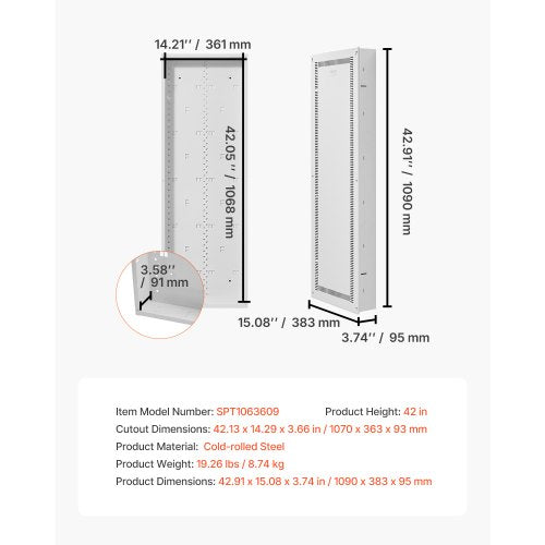 Structured Media Enclosure 42Inch Recessed inWall Media Box with Cover