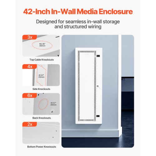 Media Enclosure 42Inch Structured Media Center with Vented Hinged Door