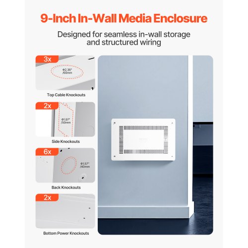Structured Media Enclosure 9Inch Recessed inWall Media Box with Cover
