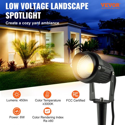 Landscape Lighting 6W Low Voltage LED Landscape Lights IP66 Waterproof