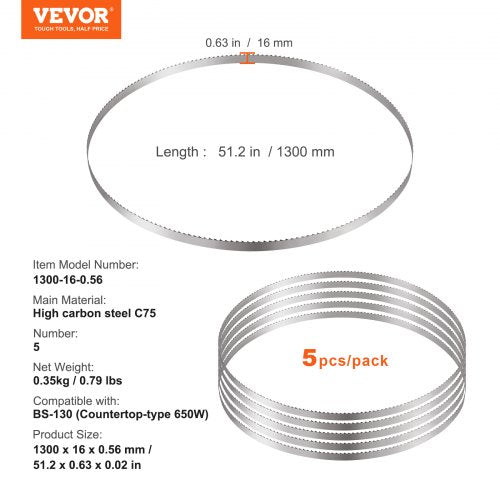 Band Saw Blade for Cutting Meat Bone 512x063x002 Carbon Steel 5 PCS