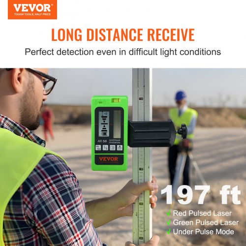 Laser Receiver 197 ft Working Range Green Laser and Red Beam Detector