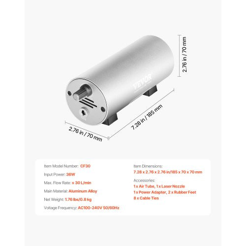Air Assist Adjustable 30 Lmin Airflow Air Assist Pump Kit for Laser