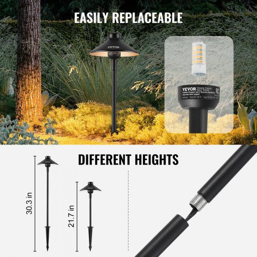 8 Pack Low Voltage Landscape Path Lights 3W 210LM 12V24VACDC Outdoor LED