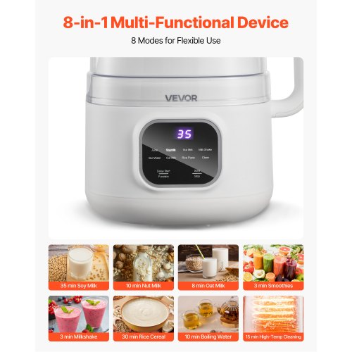 8in1 Nut Milk Maker 34 oz Soy Milk Maker with 200W Blending for Homemade