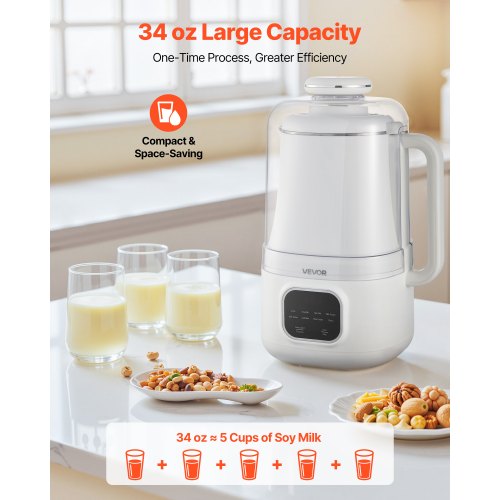 8in1 Nut Milk Maker 34 oz Soy Milk Maker with 200W Blending for Homemade