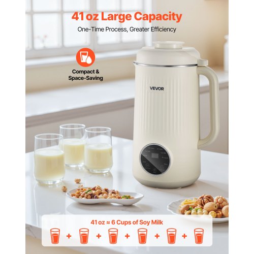 8in1 Nut Milk Maker 41 oz Soy Milk Maker Machine with 10 Blades for Homemade Oat