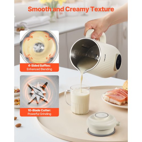 8in1 Nut Milk Maker 41 oz Soy Milk Maker Machine with 10 Blades for Homemade Oat