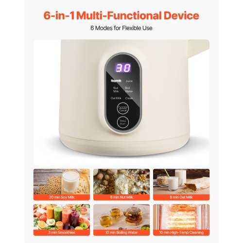 6in1 Nut Milk Maker 20 oz Soy Milk Maker Machine with 6 Blades for Homemade Oat