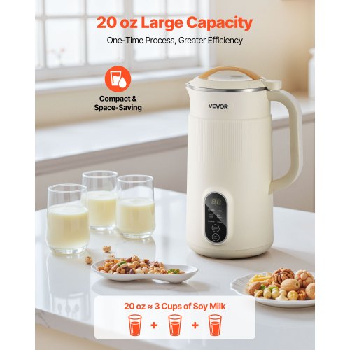 6in1 Nut Milk Maker 20 oz Soy Milk Maker Machine with 6 Blades for Homemade Oat