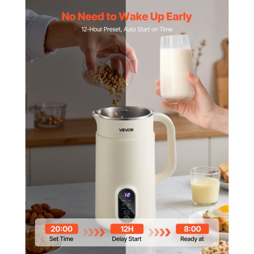 6in1 Nut Milk Maker 20 oz Soy Milk Maker Machine with 6 Blades for Homemade Oat