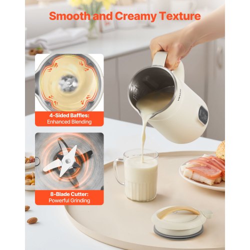6in1 Nut Milk Maker 20 oz Soy Milk Maker Machine with 6 Blades for Homemade Oat