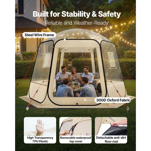 Pop up Bubble Tent 10 x 9.2 ft Waterproof UVResistant Clear Camping