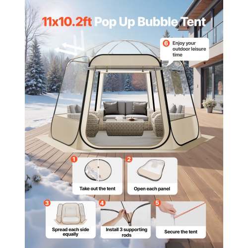 Pop up Bubble Tent 11 x 10.2 ft Waterproof UVResistant Clear Camping