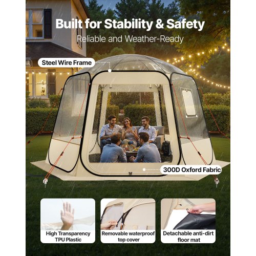 Pop up Bubble Tent 11 x 10.2 ft Waterproof UVResistant Clear Camping