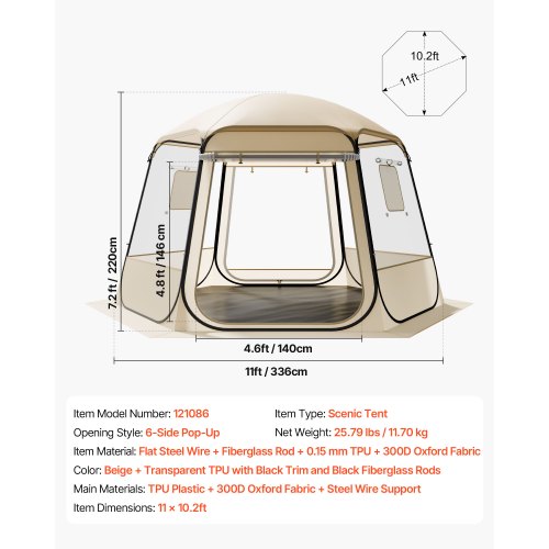 Pop up Bubble Tent 11 x 10.2 ft Waterproof UVResistant Clear Camping