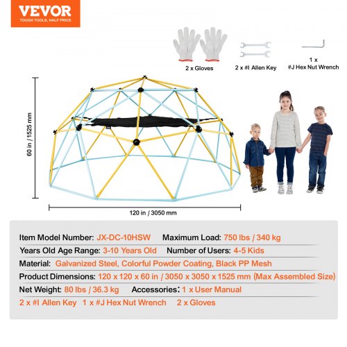 Climbing Dome for Kids 3 to 10 Years Old10FT Geometric Dome Climber