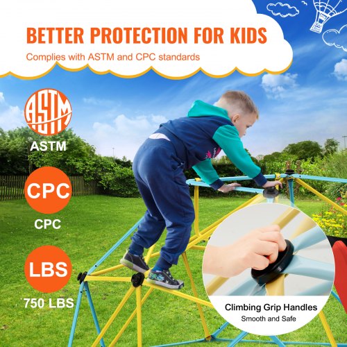 Climbing Dome for Kids 3 to 9 Years Old 8FT Geometric Dome Climber with Slide