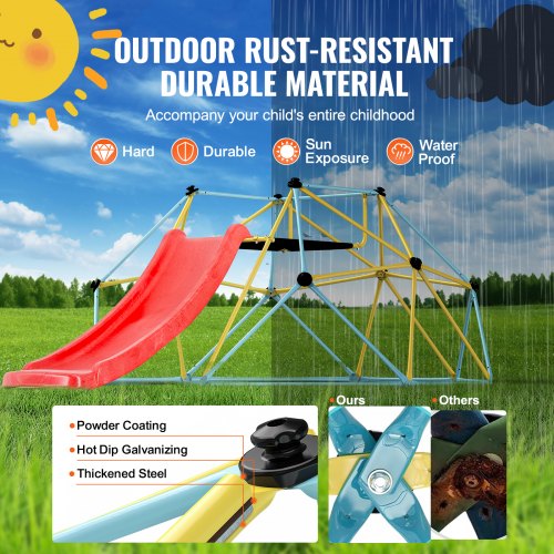 Climbing Dome for Kids 3 to 9 Years Old 8FT Geometric Dome Climber with Slide