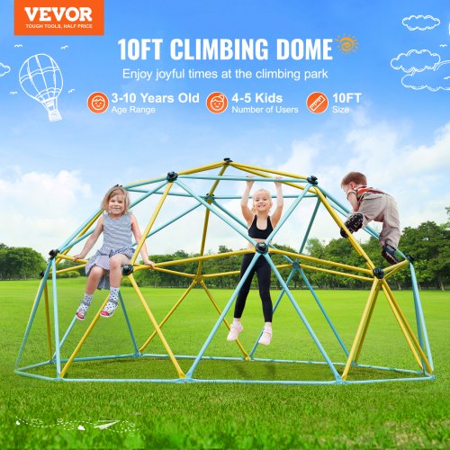 Climbing Dome Jungle Gym Supports 750LBS and Easy Assembly 10FT Geometric