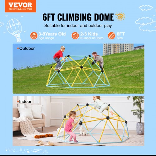 Climbing Dome Jungle Gym Supports 600LBS and Easy Assembly 6FT Geometric