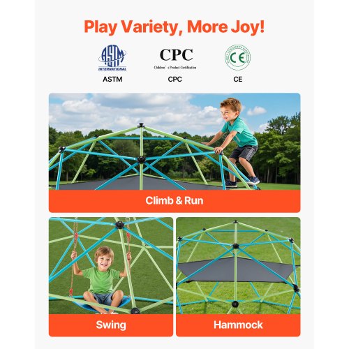 Climbing Dome 10FT Geometric Dome Climber with Swing Hammock 1000LBS