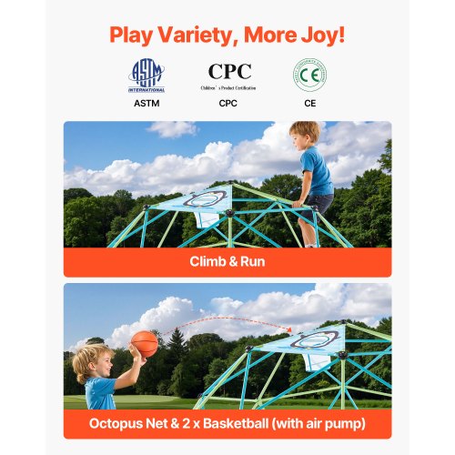 Climbing Dome 10FT Geometric Dome Climber for Kids 1000LBS Loading Jungle